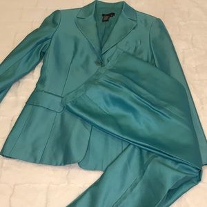 BCBG Maxazria Teal Blue 100% Silk Business Suit